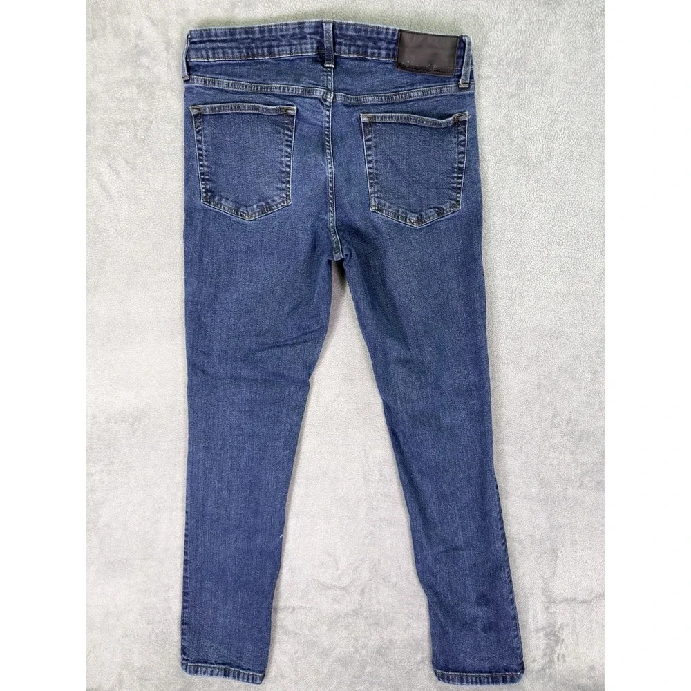 Eddie Bauer Jeans Mens 34x32 Blue Dark Wash Mid Rise Slim Fit‎ Straight Stretch
